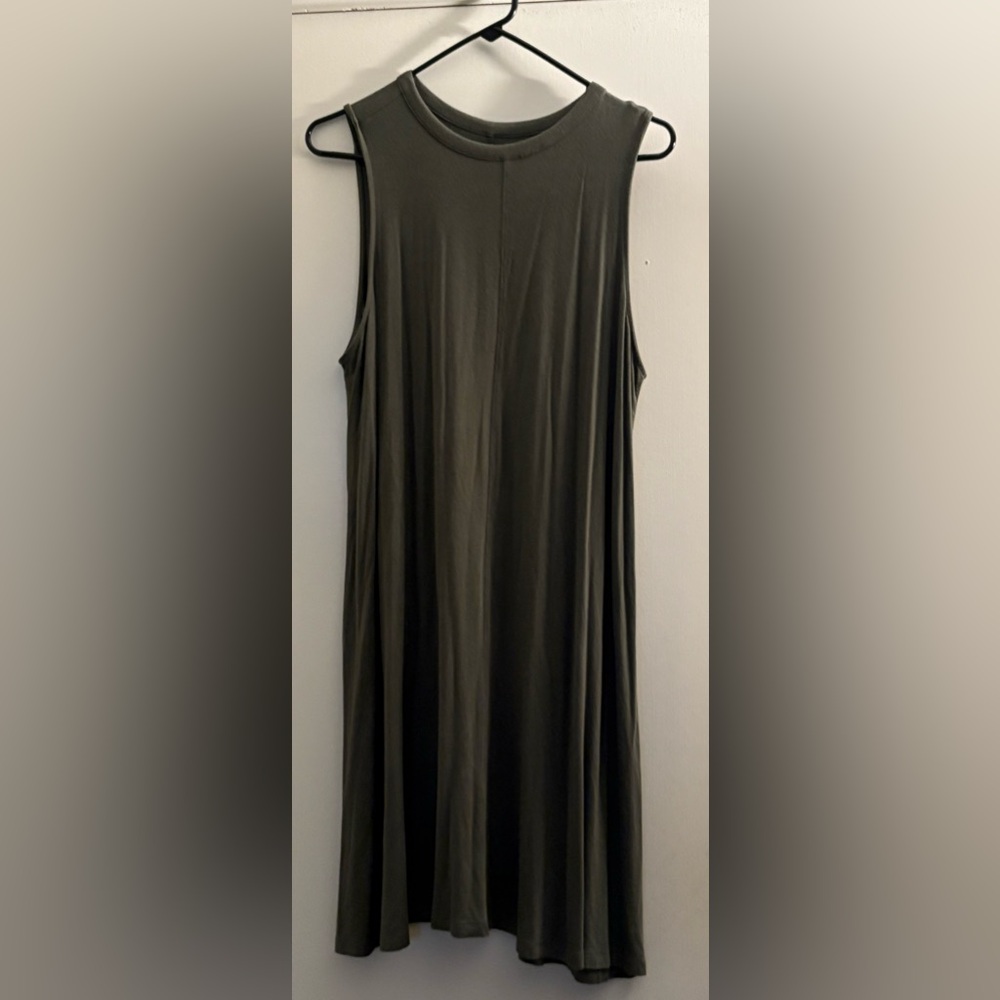 Women’s Time and Tru Olive Green Sleeveless high neck A line dress in large